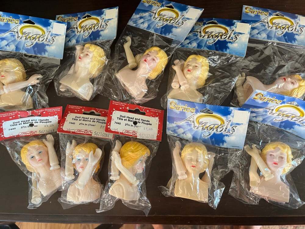 Lot of 10 Darice Angels 2.5 inch Plastic Doll Head and Hands Craft Sets